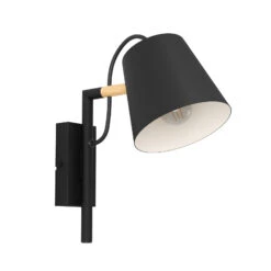 EGLO Lacey Wall Light, 1-bulb, Black, Wood Detail -EGLO Store 10001762 2