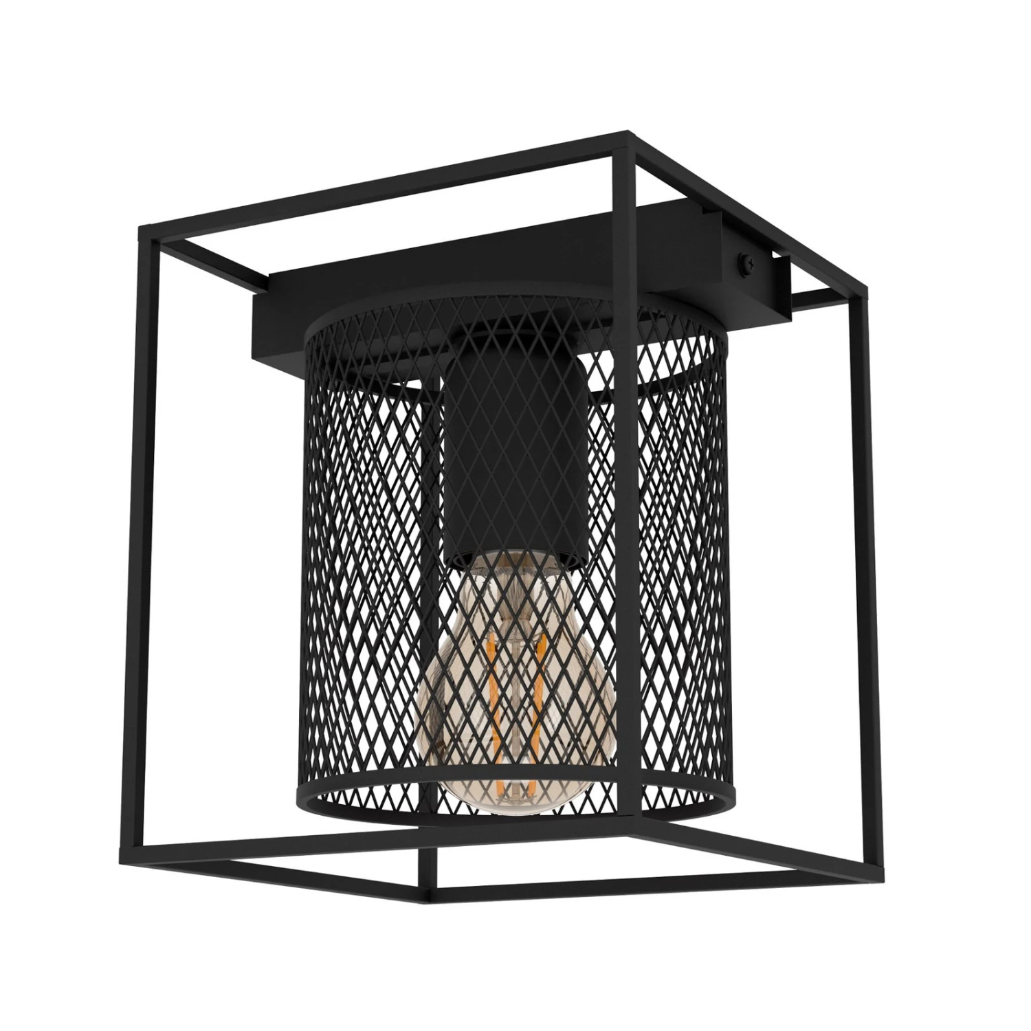 EGLO Catterick Ceiling Light, Black, Cage Lampshade 3 EGLO Catterick Ceiling Light, Black, Cage Lampshade - Image 3