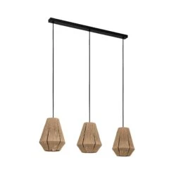 EGLO Alderney Pendant Light, 3 Natural Yarn Lampshades