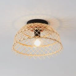 EGLO Ausnby Ceiling Light Wooden Meshwork, Natural