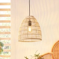 EGLO Ayesgarth Pendant Light With A Rattan Lampshade
