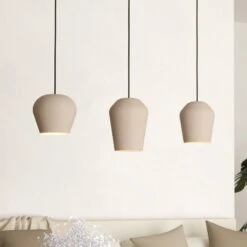 EGLO Cambaito Pendant Light, Three-bulb, Sand-coloured