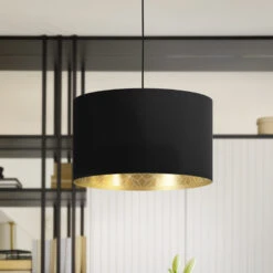 EGLO Zaragoza Pendant Light Black/gold 1-bulb Ø 38 Cm