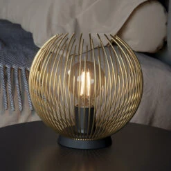 EGLO Venezuela Table Lamp, Lampshade Of Golden Rods