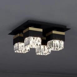 EGLO Barrancas Ceiling Lamp, Black/gold, Crystal Glass