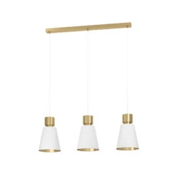 EGLO Aglientina Pendant Light, Brass/white, Three-bulb