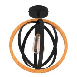 EGLO Basildon Ceiling Light, Wood And Steel