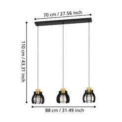 EGLO Stillington 1 Pendant Light, 3-bulb, Bar -EGLO Store 10015158 3