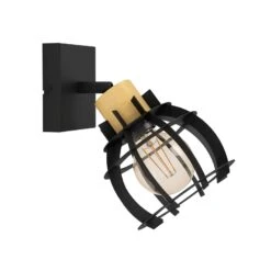 EGLO Stillington 1 Wall Light Steel With Wooden Detail -EGLO Store 10015159 2