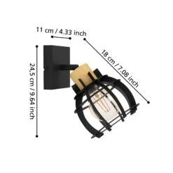 EGLO Stillington 1 Wall Light Steel With Wooden Detail -EGLO Store 10015159 4