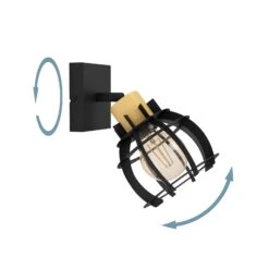 EGLO Stillington 1 Wall Light Steel With Wooden Detail -EGLO Store 10015159 7