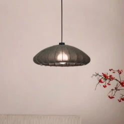 EGLO Barlaston Hanging Light, Fabric Lampshade, 1-bulb