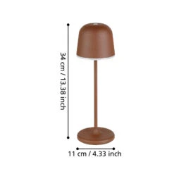 EGLO Mannera LED Table Lamp With A Battery, Rusty Brown -EGLO Store 10015263 2
