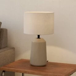 EGLO Capalbio Table Lamp, Sand Base/white Lampshade