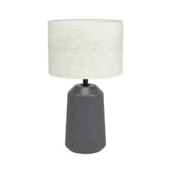 EGLO Capalbio Table Lamp, Grey Base/natural Lampshade