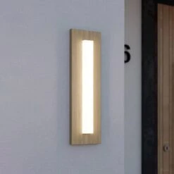 EGLO Bitetto LED Outdoor Wall Light, Wooden Optic