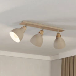 EGLO Arrecife Ceiling Light Sand/wooden Look, 3-bulb