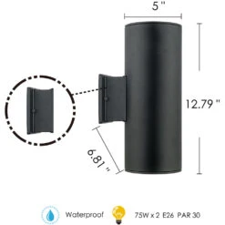 EGLO Ascoli 2 Light 13 Inch Black Outdoor Wall Light -EGLO Store 200147a diagram
