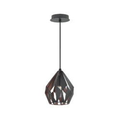 EGLO Carlton 3 1 Light 7 Inch Matte Black And Copper Pendant Ceiling Light