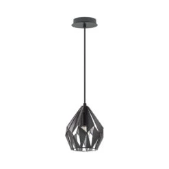 EGLO Carlton 3 1 Light 7 Inch Matte Black And Silver Pendant Ceiling Light