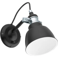 EGLO Thornford 1 Light 8 Inch Matte Black And Chrome Armed Wall Sconce Wall Light