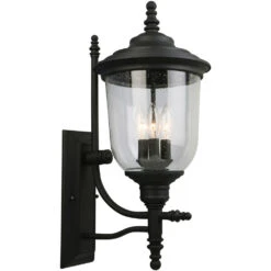 EGLO Pinedale 3 Light 22 Inch Matte Black Outdoor Wall Light