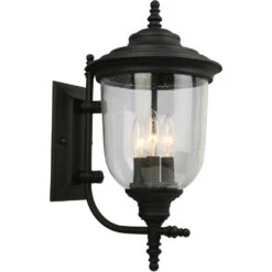 EGLO Pinedale 3 Light 18 Inch Matte Black Outdoor Wall Light