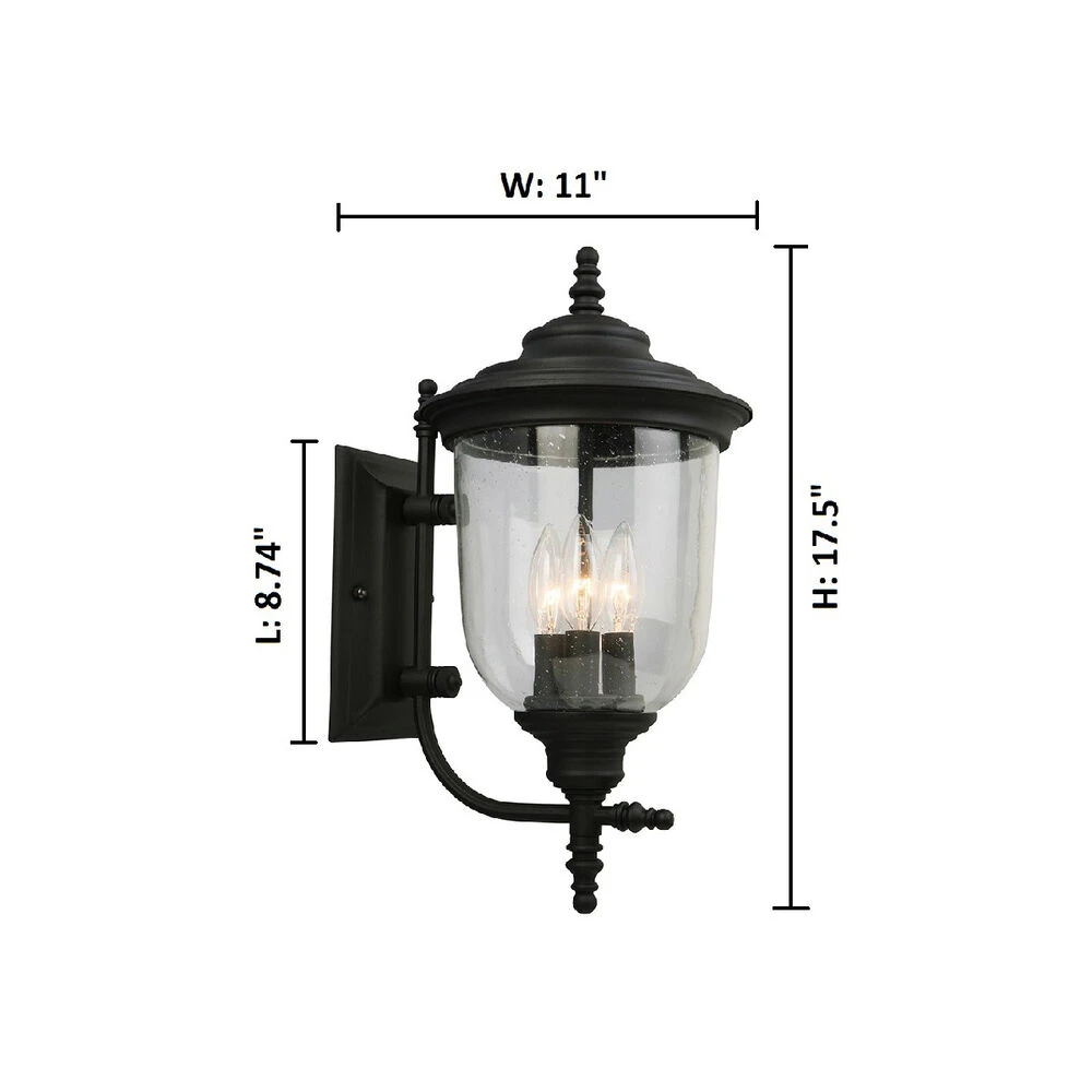EGLO Pinedale 3 Light 18 Inch Matte Black Outdoor Wall Light 2 EGLO Pinedale 3 Light 18 Inch Matte Black Outdoor Wall Light - Image 2