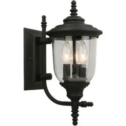 EGLO Pinedale 3 Light 15 Inch Matte Black Outdoor Wall Light