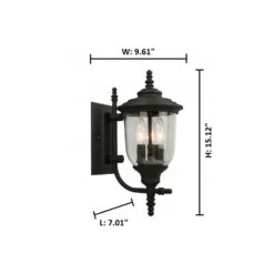 EGLO Pinedale 3 Light 15 Inch Matte Black Outdoor Wall Light -EGLO Store 202803a di