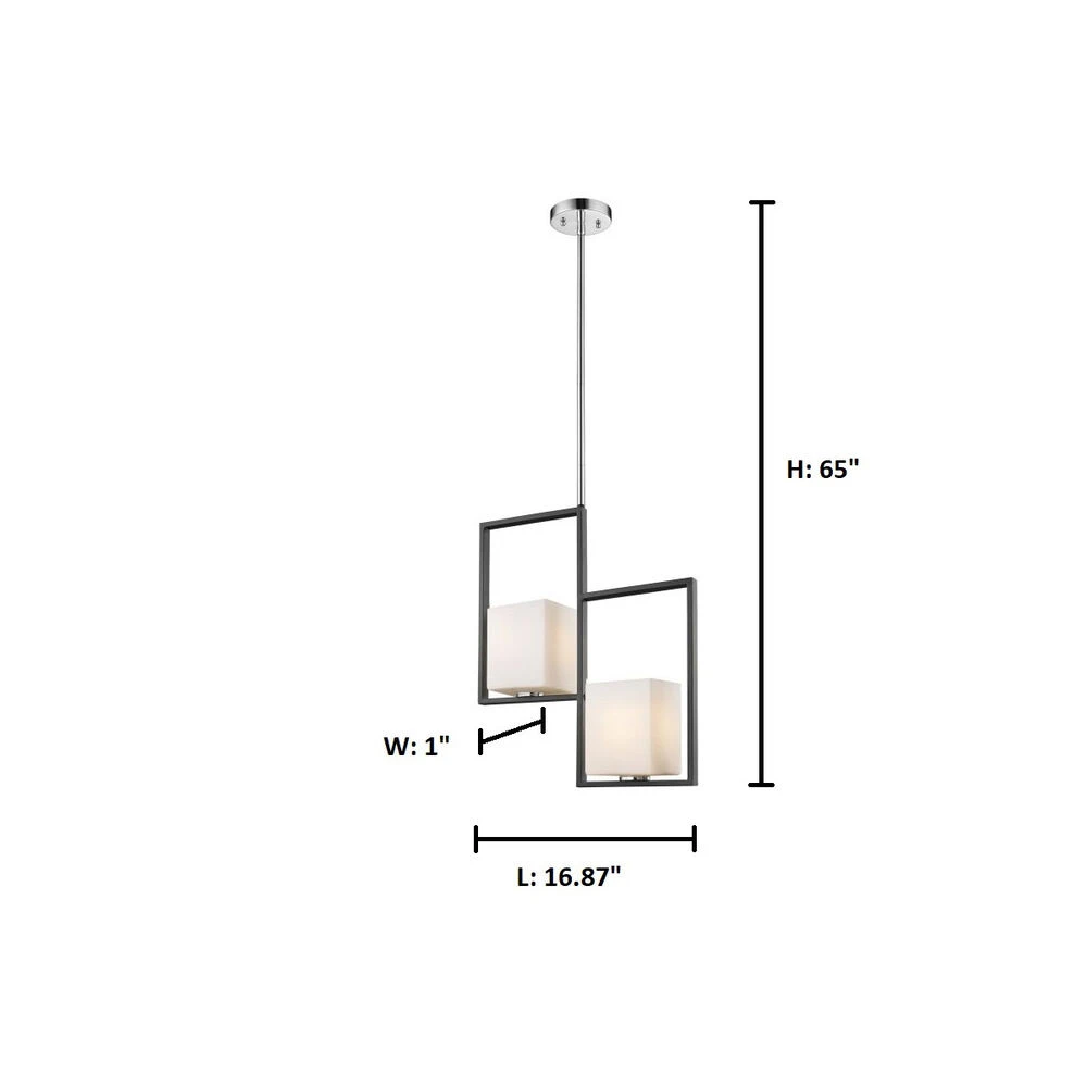 EGLO Regis Falls 2 Light 17 Inch Black And Chrome Pendant Ceiling Light 2 EGLO Regis Falls 2 Light 17 Inch Black And Chrome Pendant Ceiling Light - Image 2