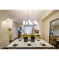 EGLO Ciara Springs 6 Light 28 Inch Brushed Nickel Pendant Ceiling Light -EGLO Store 202857a ls