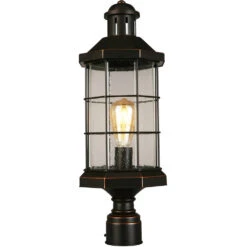 EGLO San Mateo Creek 1 Light 21 Inch Oil Rubbed Bronze Outdoor Post Lantern