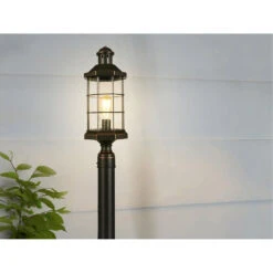 EGLO San Mateo Creek 1 Light 21 Inch Oil Rubbed Bronze Outdoor Post Lantern -EGLO Store 202874a app