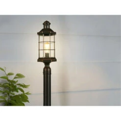EGLO San Mateo Creek 1 Light 21 Inch Oil Rubbed Bronze Outdoor Post Lantern -EGLO Store 202874a ls