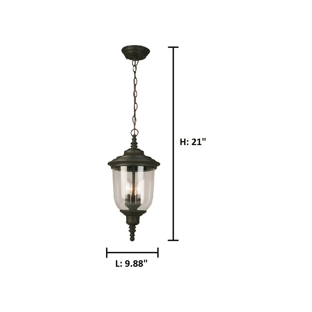 EGLO Pinedale 3 Light 10 Inch Matte Bronze Outdoor Pendant 2 EGLO Pinedale 3 Light 10 Inch Matte Bronze Outdoor Pendant - Image 2