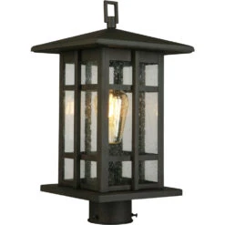 EGLO Arlington Creek 1 Light 15 Inch Matte Bronze Outdoor Post Lantern