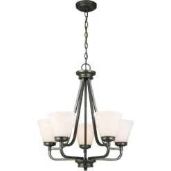 EGLO Mayview 5 Light 23 Inch Graphite Chandelier Ceiling Light