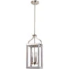 EGLO Montrose 3 Light 9 Inch Acacia Wood And Brushed Nickel Foyer Pendant Ceiling Light