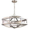 EGLO Montrose 4 Light 19 Inch Acacia Wood And Brushed Nickel Chandelier Ceiling Light