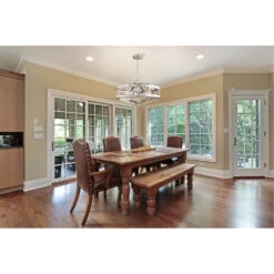 EGLO Montrose 4 Light 19 Inch Acacia Wood And Brushed Nickel Chandelier Ceiling Light -EGLO Store 203108a ls