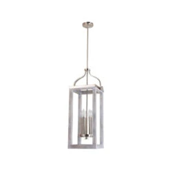 EGLO Westbury 5 Light 11 Inch Painted Grey Wood Effect And Brushed Nickel Pendant Ceiling Light