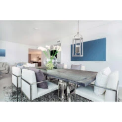 EGLO Westbury 5 Light 11 Inch Painted Grey Wood Effect And Brushed Nickel Pendant Ceiling Light -EGLO Store 203296a app 02