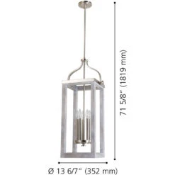 EGLO Westbury 5 Light 11 Inch Painted Grey Wood Effect And Brushed Nickel Pendant Ceiling Light -EGLO Store 203296a diagram