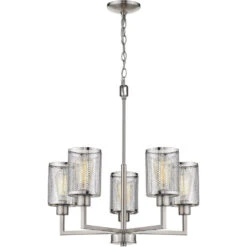 EGLO Verona 5 Light 23 Inch Brushed Nickel Chandelier Ceiling Light