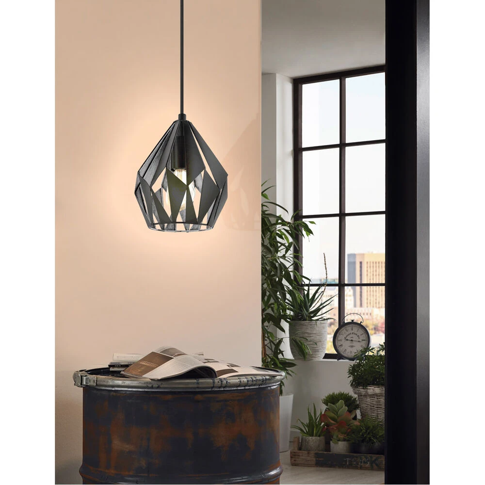 EGLO Carlton 3 1 Light 8 Inch Black/Silver Geometric Pendant Ceiling Light 2 EGLO Carlton 3 1 Light 8 Inch Black/Silver Geometric Pendant Ceiling Light - Image 2