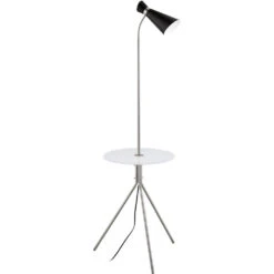 EGLO Policara 63 Inch 60.00 Watt Matte Nickel And Black With Clear Floor Lamp Portable Light