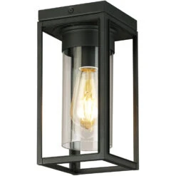 EGLO Walker Hill 1 Light 5 Inch Matte Black Outdoor Flush Mount