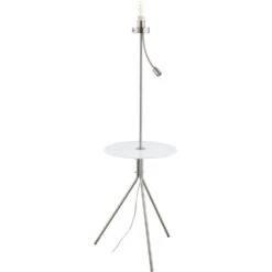 EGLO Policara 63 Inch 60.00 Watt Matte Nickel And White With Clear Floor Lamp Portable Light