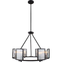 EGLO Henessy 6 Light 25 Inch Black And Brushed Nickel Chandelier Ceiling Light